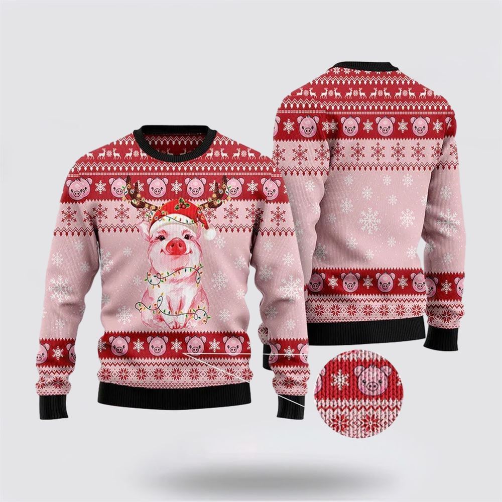 Farmers Sweater, Lovely Pig Santa Ugly Christmas Sweater, Christmas Crewneck Sweater, Winter Farm Fashion