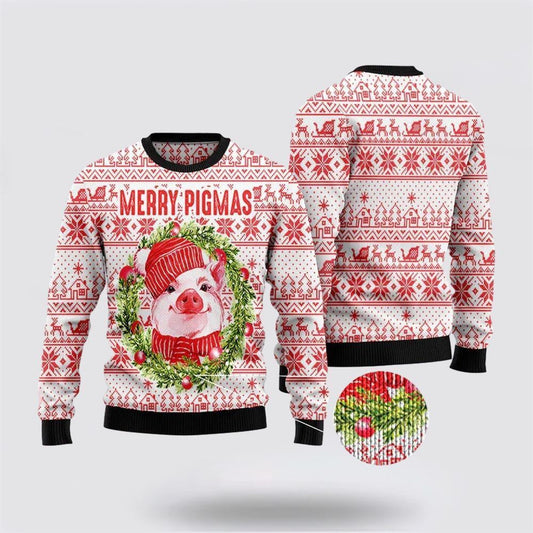 Farmers Sweater, Merry Pig Ugly Christmas Sweater, Christmas Crewneck Sweater, Winter Farm Fashion
