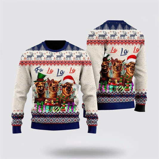 Farmers Sweater, Naughty Llama Fa La La La Ugly Christmas Sweater, Christmas Crewneck Sweater, Winter Farm Fashion
