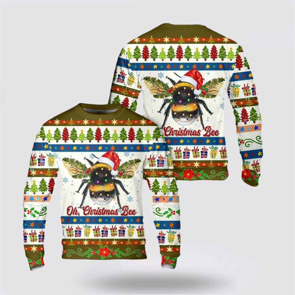 Farmers Sweater, Oh Christmas Bee Ugly Christmas Sweater, Christmas Crewneck Sweater, Winter Farm Fashion
