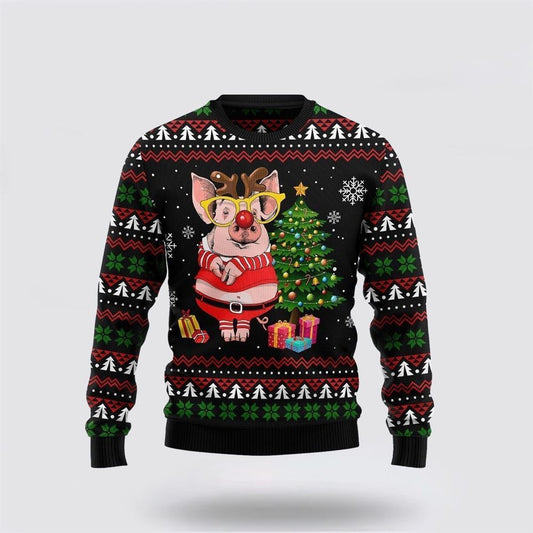 Farmers Sweater, Pig Gorgeous Reindeer Ugly Christmas Sweater, Christmas Crewneck Sweater, Winter Farm Fashion