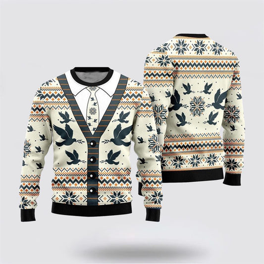 Farmers Sweater, Pigeon Christmas Cardigan Urly Ugly Christmas Sweater, Christmas Crewneck Sweater, Winter Farm Fashion