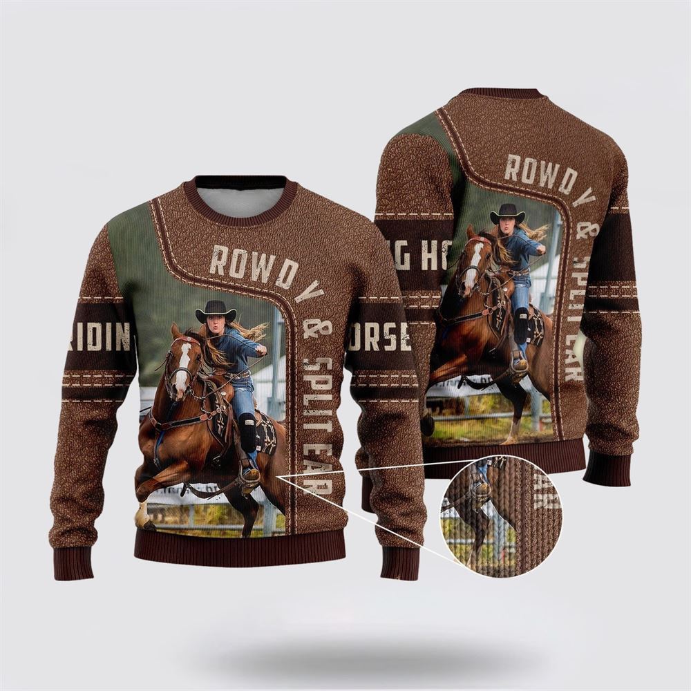 Farmers Sweater, Riding Horse Ugly Christmas Sweater, Christmas Crewneck Sweater, Winter Farm Fashion