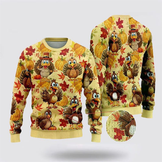 Farmers Sweater, Turkey Maple Ugly Christmas Sweater, Christmas Crewneck Sweater, Winter Farm Fashion