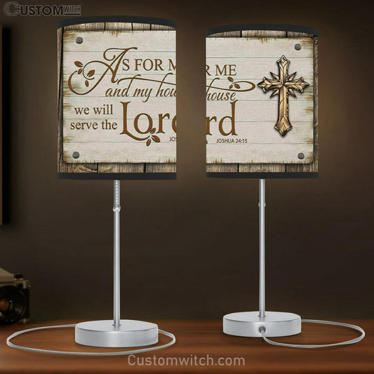 Farmhouse - As For Me And My House 2415 Table Lamb Print - Bible Verse Lamb Gift - Christian Bedroom Decor