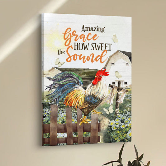 Farmhouse Style Amazing Grace How Sweet The Sound Canvas Prints - Bible Verse Wall Decor - Scripture Wall Art