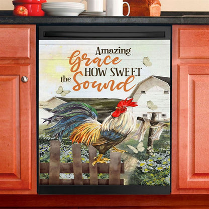 Farmhouse Style Amazing Grace How Sweet The Sound Dishwasher Cover, Bible Verse Dishwasher Magnet Cover, Scripture Kitchen Decor