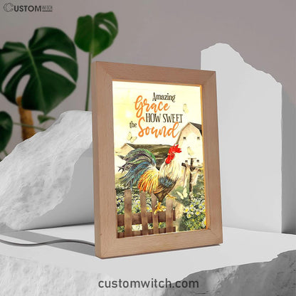 Farmhouse Style Amazing Grace How Sweet The Sound Frame Lamp Prints - Bible Verse Decor - Scripture Art