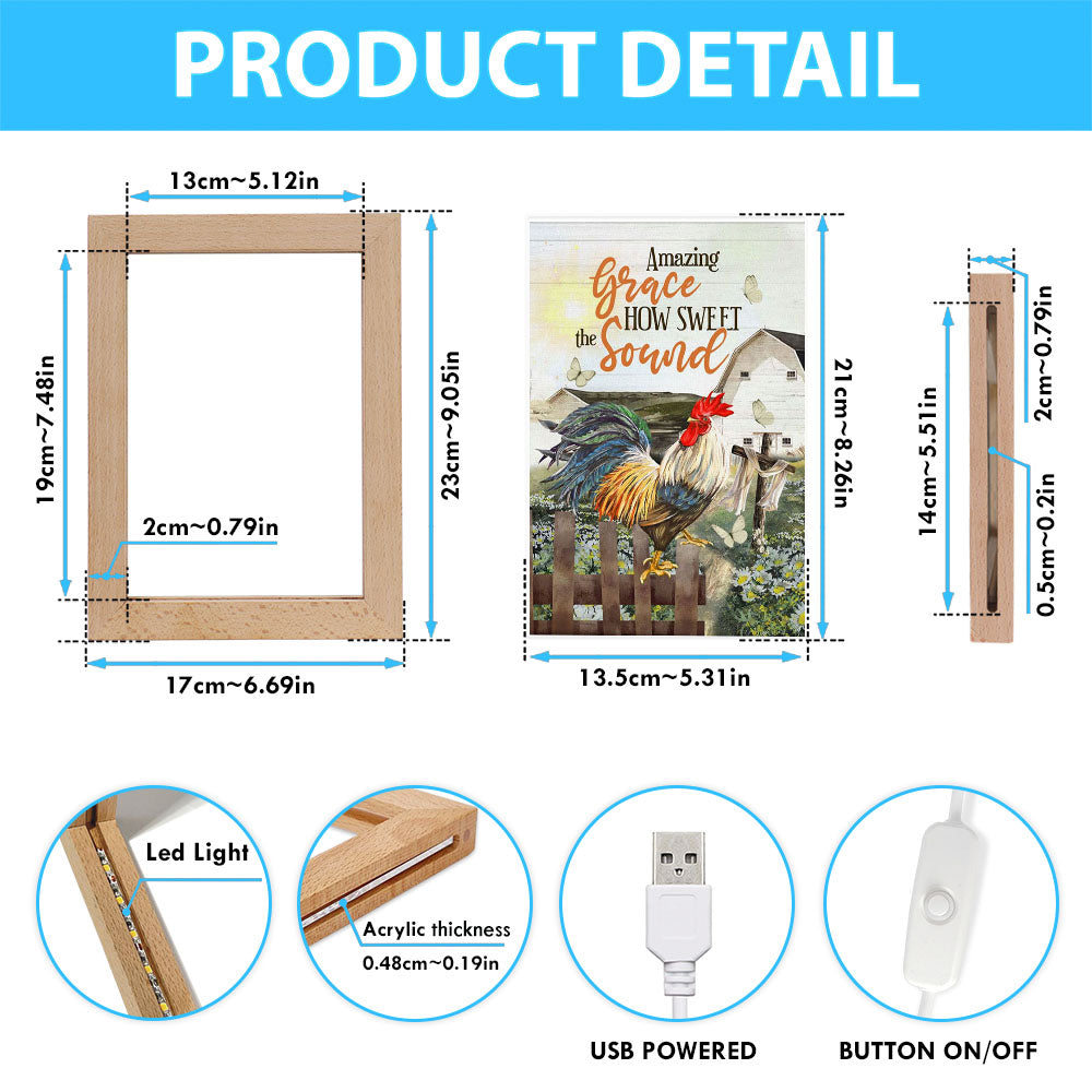 Farmhouse Style Amazing Grace How Sweet The Sound Frame Lamp Prints - Bible Verse Decor - Scripture Art