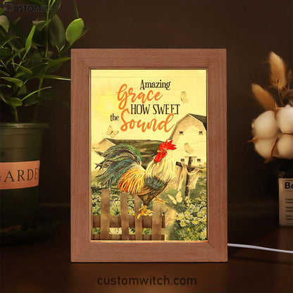 Farmhouse Style Amazing Grace How Sweet The Sound Frame Lamp Prints - Bible Verse Decor - Scripture Art