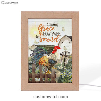 Farmhouse Style Amazing Grace How Sweet The Sound Frame Lamp Prints - Bible Verse Decor - Scripture Art