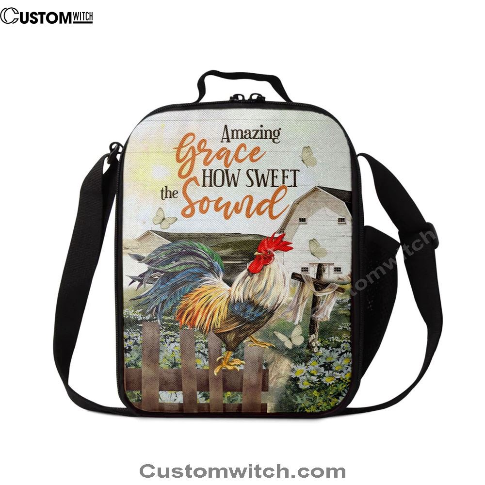 Farmhouse Style Amazing Grace How Sweet The Sound Lunch Bag, Christian Lunch Bag, Religious Lunch Box For School, Picnic