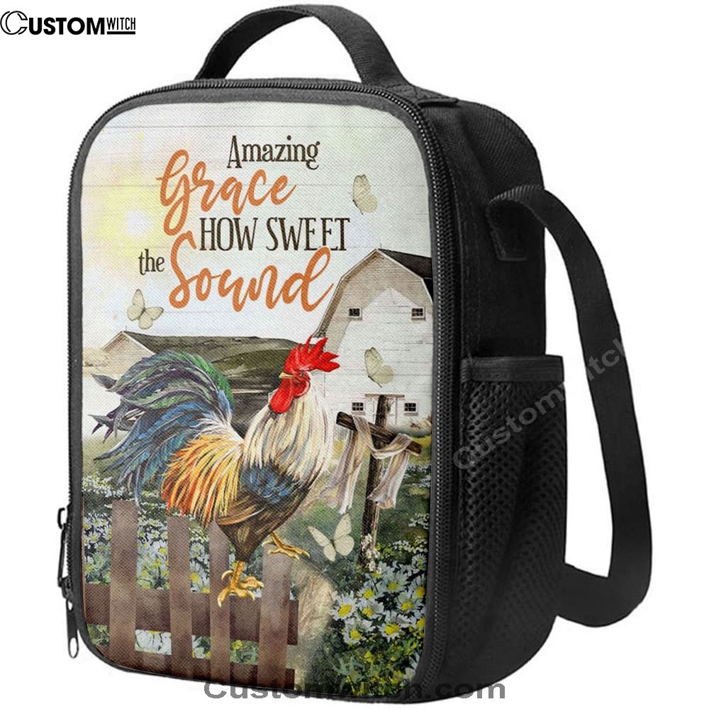Farmhouse Style Amazing Grace How Sweet The Sound Lunch Bag, Christian Lunch Bag, Religious Lunch Box For School, Picnic