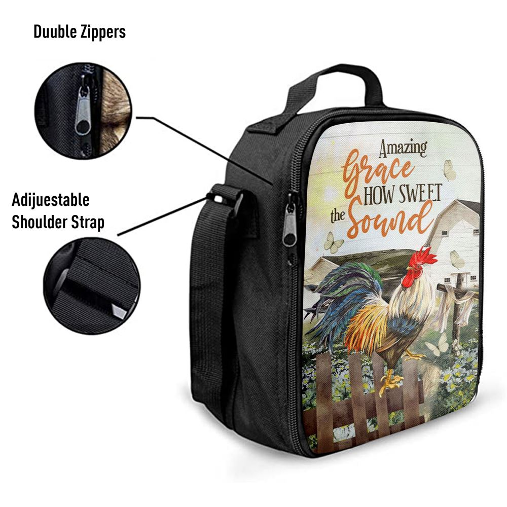 Farmhouse Style Amazing Grace How Sweet The Sound Lunch Bag, Christian Lunch Bag, Religious Lunch Box For School, Picnic