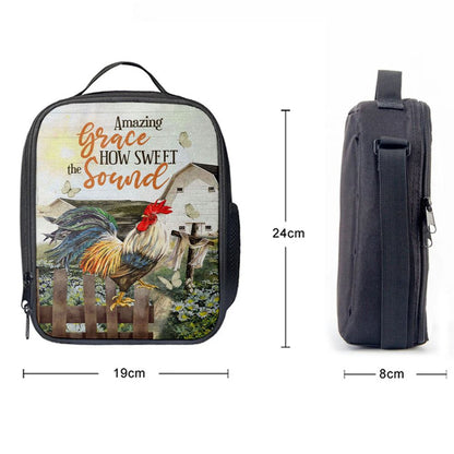 Farmhouse Style Amazing Grace How Sweet The Sound Lunch Bag, Christian Lunch Bag, Religious Lunch Box For School, Picnic