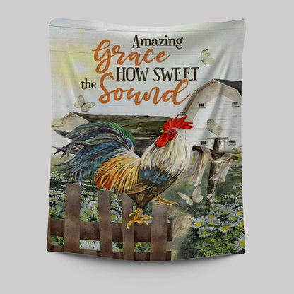 Farmhouse Style Amazing Grace How Sweet The Sound Tapestry Prints - Bible Verse Wall Decor - Scripture Wall Art