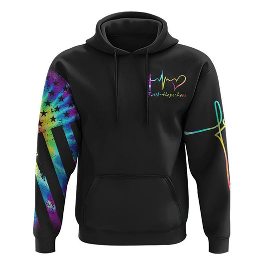 Fe' Cross Wings Colorful Watercolor All Over Print 3D Hoodie, Christian Hoodie, Christian Sweatshirt, Bible Verse Shirt