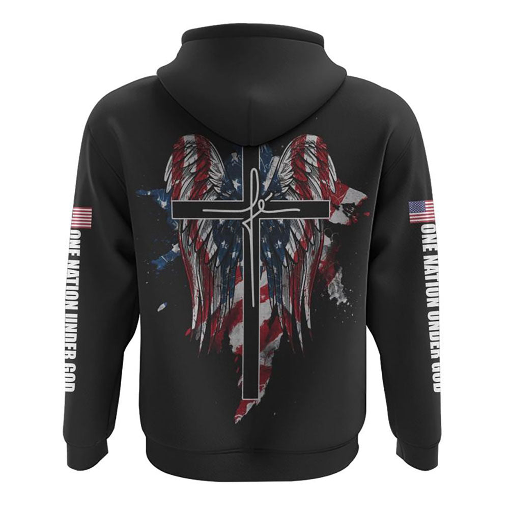 Fe Cross Wings Painting Flag All Over Print 3D Hoodie, Christian Hoodie, Christian Sweatshirt, Bible Verse Shirt