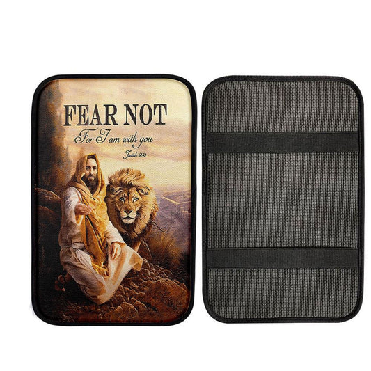 Fear Not For I Am With You Car Armrest Pad - Lion Of Judah Jesus Hand Car Armrest Pad, Christian Car Accessories