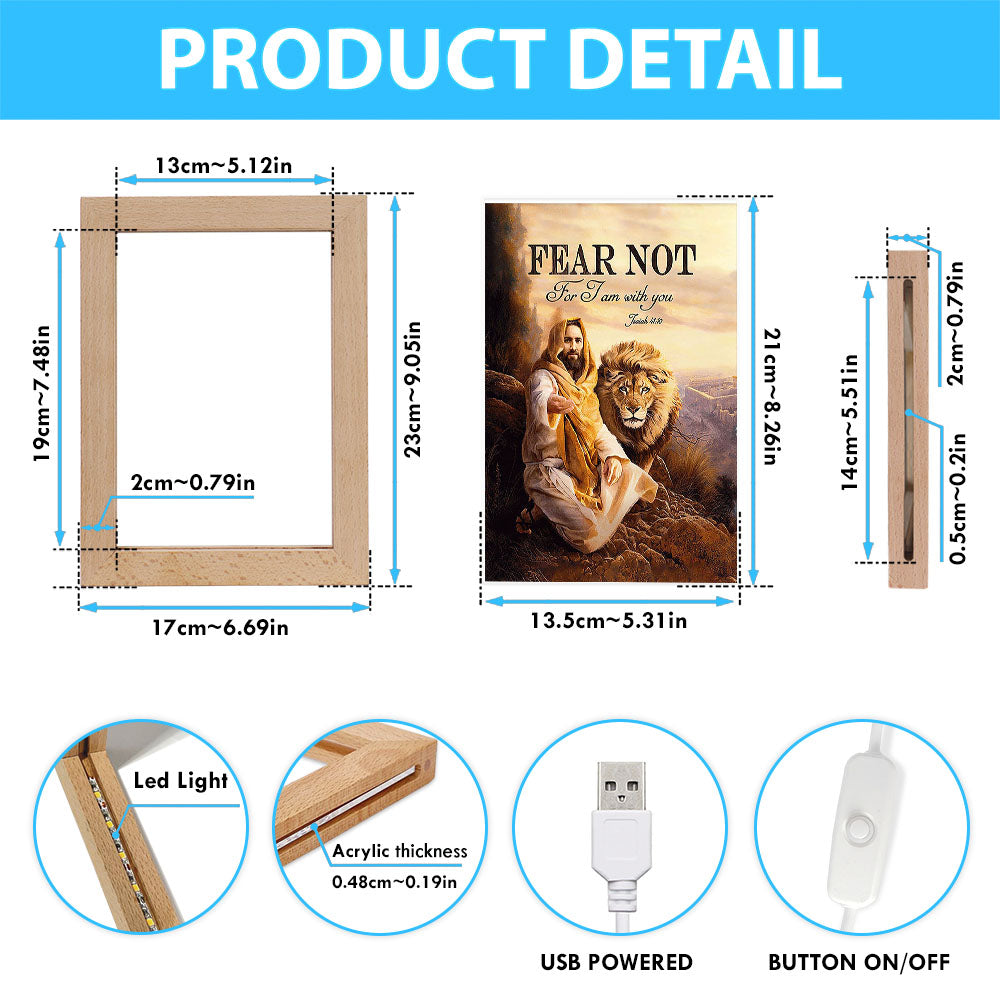 Fear Not For I Am With You Frame Lamp - Lion Of Judah Jesus Hand Frame Lamp - Christian Art - Religious Home Decor