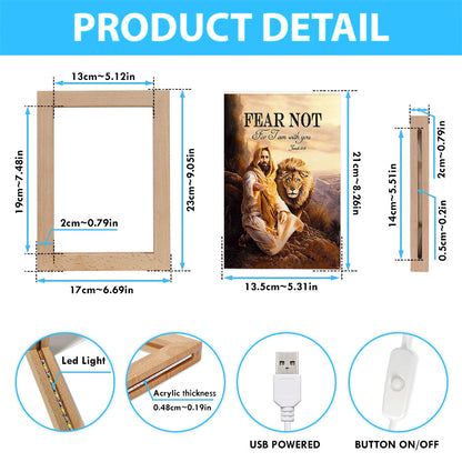 Fear Not For I Am With You Frame Lamp - Lion Of Judah Jesus Hand Frame Lamp - Christian Art - Religious Home Decor