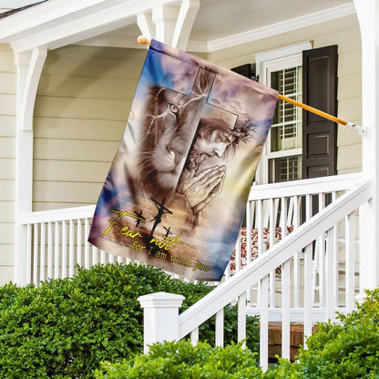 Fear Not For I Am With You Jesus Christian Lion Flag, Outdoor Christian House Flag, Christian Flag, Scripture Flag, Garden Banner