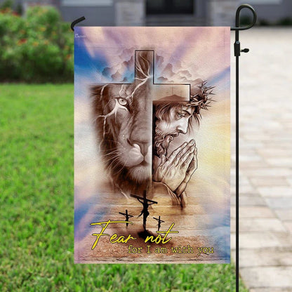 Fear Not For I Am With You Jesus Christian Lion Flag, Outdoor Christian House Flag, Christian Flag, Scripture Flag, Garden Banner