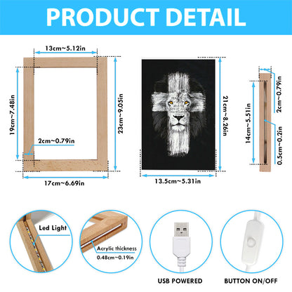 Fear Not For Jesus Frame Lamp Art - Lion Of Judah Has Triumphed Revelation 5 5 Frame Lamp - Religious Gifts Night Light
