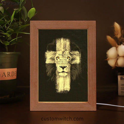 Fear Not For Jesus Frame Lamp Art - Lion Of Judah Has Triumphed Revelation 5 5 Frame Lamp - Religious Gifts Night Light