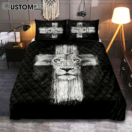Fear Not For Jesus Quilt Bedding Set Bedroom - Lion Of Judah Has Triumphed Revelation 5 5 Cover Twin Bedding Quilt Bedding Set - Religious Quilt Bedding Set Prints