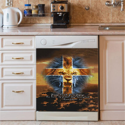 Fear Not For Lion Of Judah Jesus Dishwasher Cover, Revelation 5 5 Dishwasher Magnet Cover, Jesus Kitchen Decor Pictures