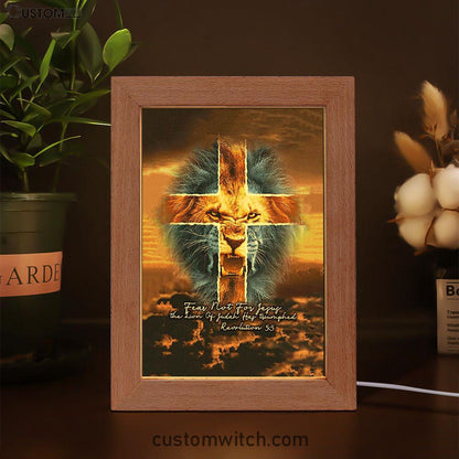 Fear Not For Lion Of Judah Jesus Frame Lamp Art - Revelation 5 5 Frame Lamp - Jesus Frame Lamp Pictures - Christian Night Light