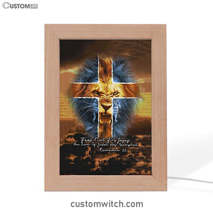 Fear Not For Lion Of Judah Jesus Frame Lamp Art - Revelation 5 5 Frame Lamp - Jesus Frame Lamp Pictures - Christian Night Light