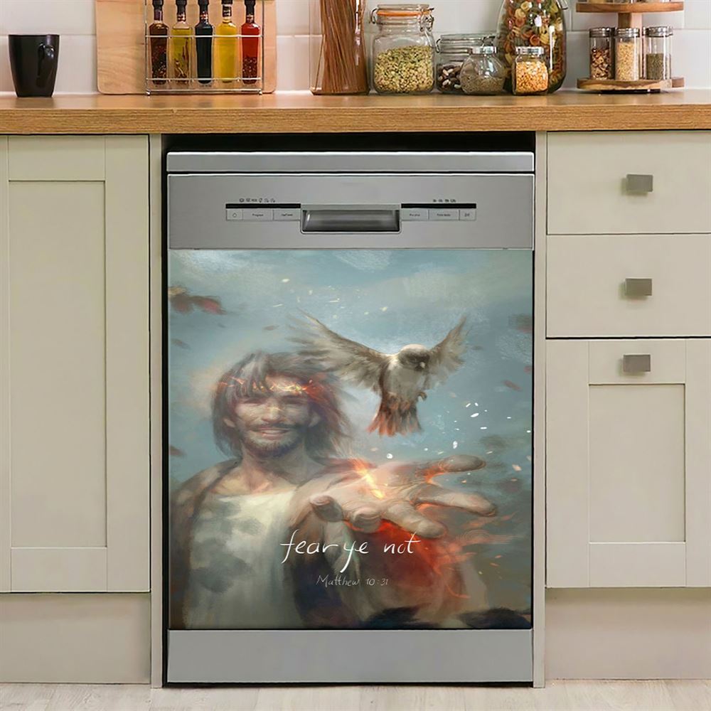 Fear Ye Not Dishwasher Cover, Jesus Christ Dishwasher Magnet Cover, Christian Kitchen Decor