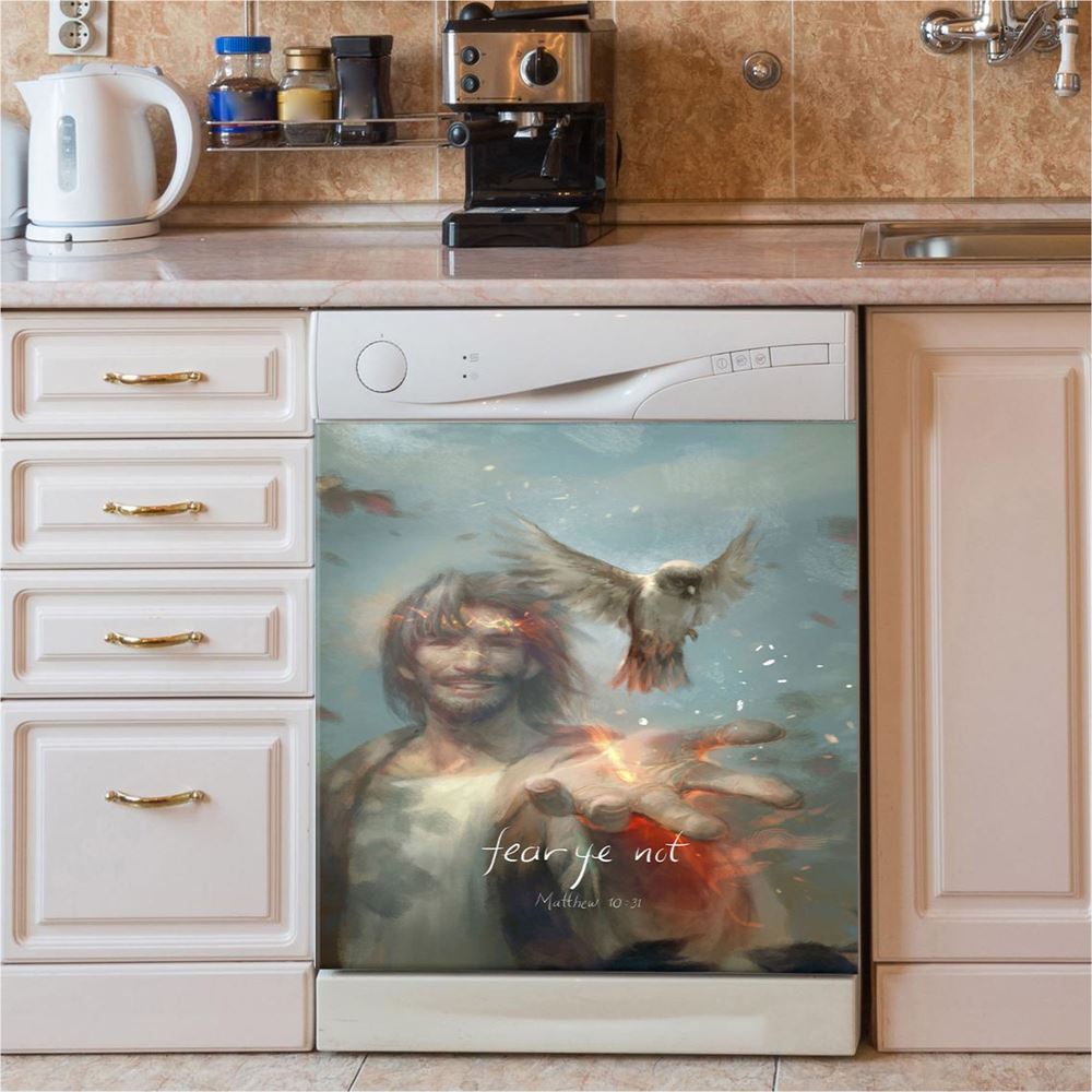 Fear Ye Not Dishwasher Cover, Jesus Christ Dishwasher Magnet Cover, Christian Kitchen Decor