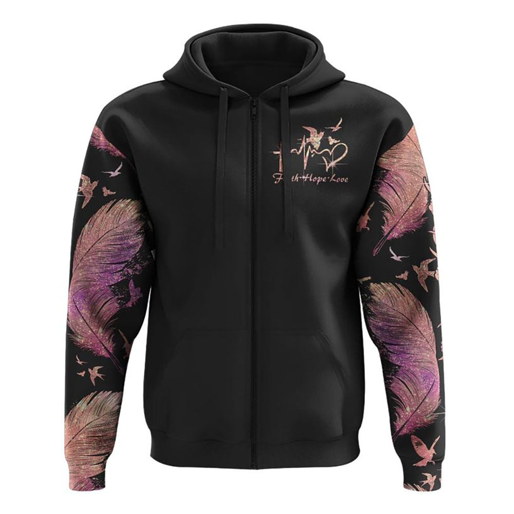 Feather Faith Cross All Over Print 3D Hoodie, Christian Hoodie, Christian Sweatshirt, Bible Verse Shirt