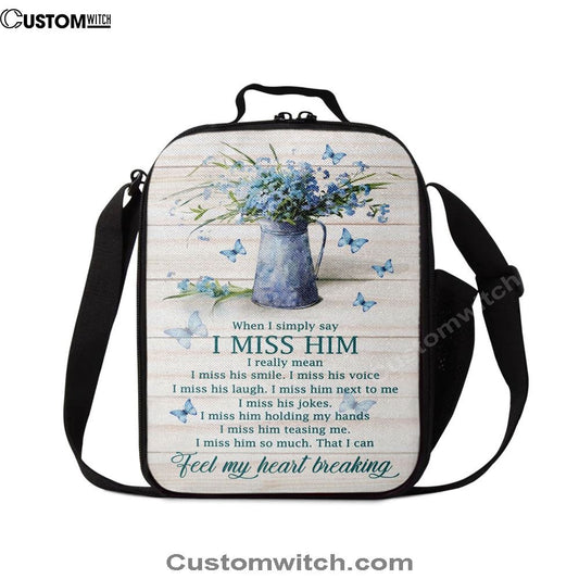 Feel My HeLunch Bag Breaking Blue Butterflies Blue Flowers Lunch Bag, Christian Lunch Bag, Religious Lunch Box For School, Picnic
