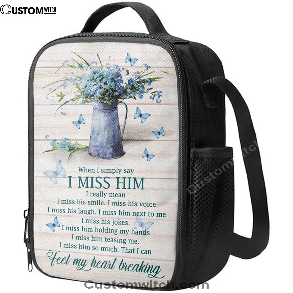 Feel My HeLunch Bag Breaking Blue Butterflies Blue Flowers Lunch Bag, Christian Lunch Bag, Religious Lunch Box For School, Picnic