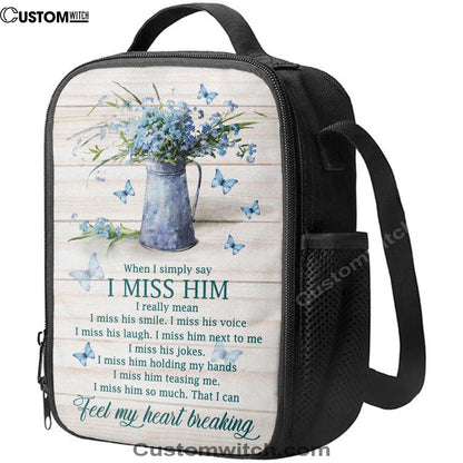 Feel My HeLunch Bag Breaking Blue Butterflies Blue Flowers Lunch Bag, Christian Lunch Bag, Religious Lunch Box For School, Picnic