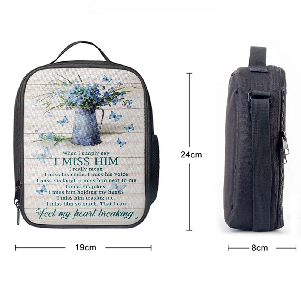 Feel My HeLunch Bag Breaking Blue Butterflies Blue Flowers Lunch Bag, Christian Lunch Bag, Religious Lunch Box For School, Picnic
