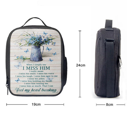 Feel My HeLunch Bag Breaking Blue Butterflies Blue Flowers Lunch Bag, Christian Lunch Bag, Religious Lunch Box For School, Picnic