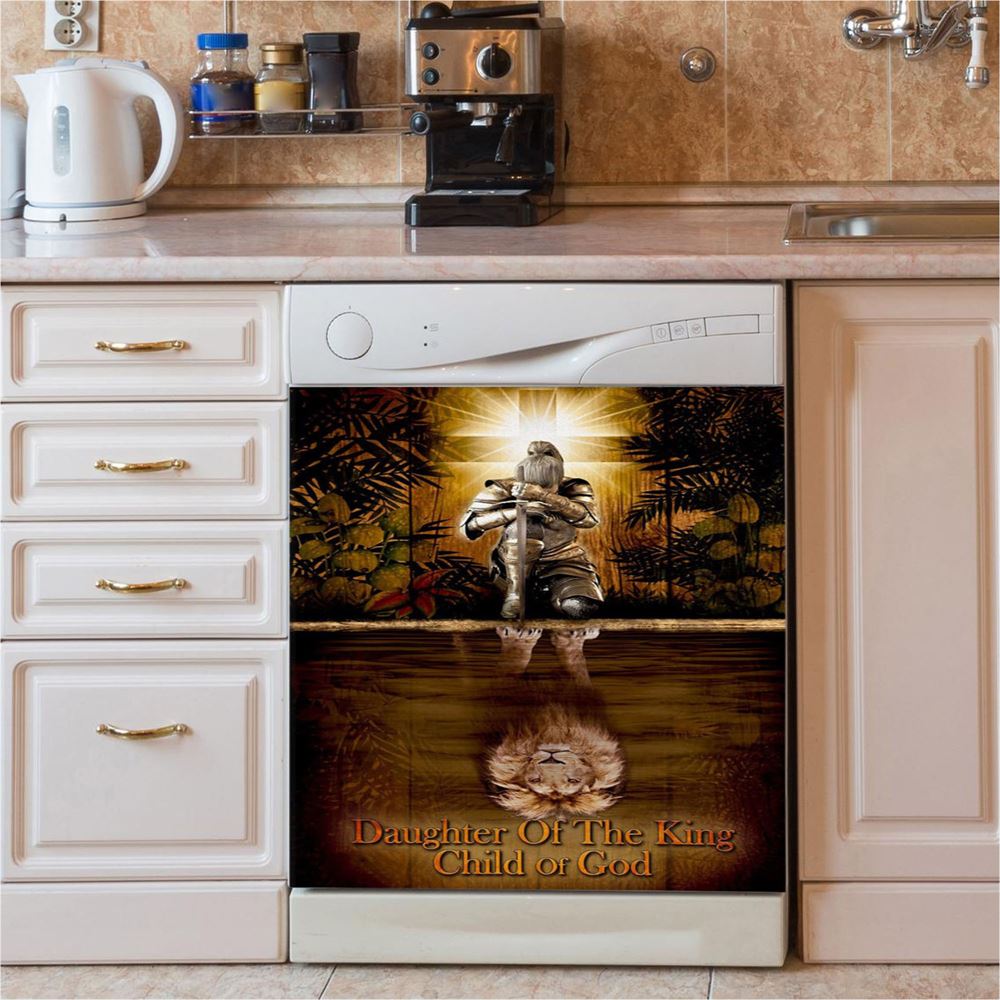 Female Warrior Daughter Of A King Child Of God Dishwasher Cover, Christian Dishwasher Magnet Cover, Religious Kitchen Decor
