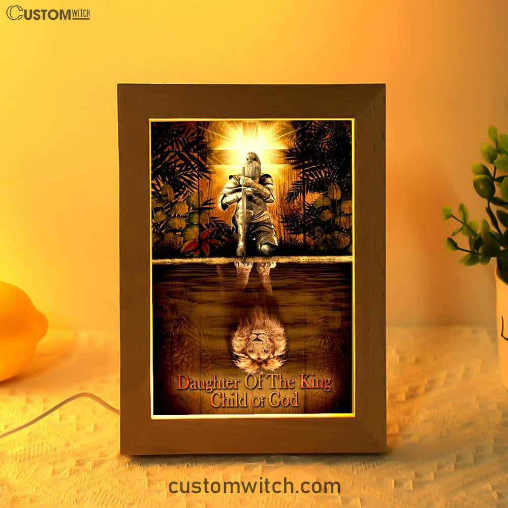 Female Warrior Daughter Of A King Child Of God Frame Lamp Art - Christian Night Light - Religious Decor