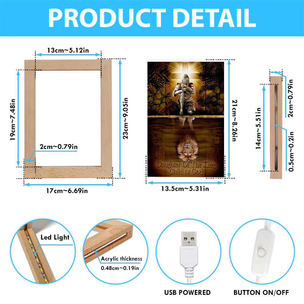 Female Warrior Daughter Of A King Child Of God Frame Lamp Art - Christian Night Light - Religious Decor