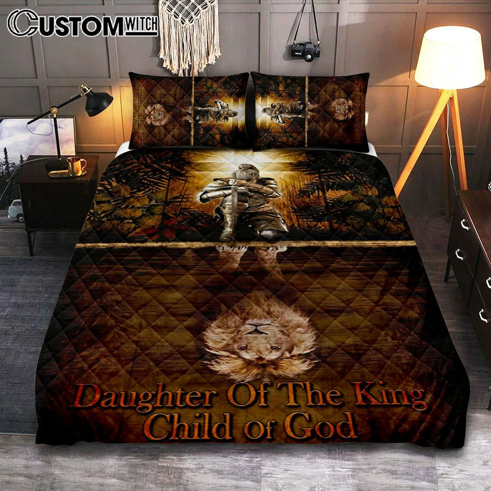 Female Warrior Daughter Of A King Child Of God Quilt Bedding Set Bedroom - Christian Quilt Bedding Set Prints - Religious Cover Twin Bedding Decor