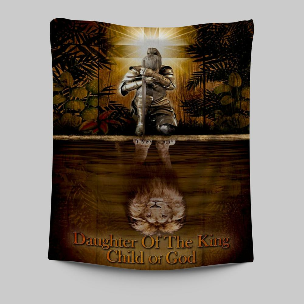 Female Warrior Daughter Of A King Child Of God Tapestry Wall Art - Christian Tapestries Prints - Religious Wall Decor