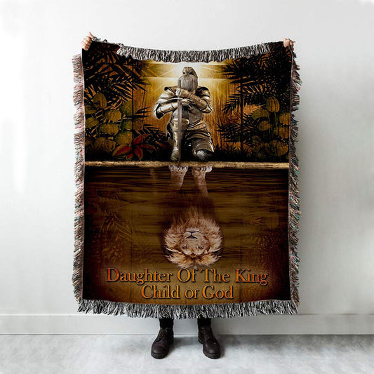 Female Warrior Daughter Of A King Child Of God Woven Throw Blanket - Christian Woven Blanket Prints - Religious Boho Blanket