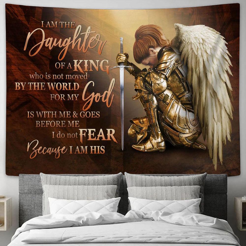 Female Warrior I Am The Daughter Of A King Tapestry Print - Inspirational Tapestry Art - Scripture Wall Art