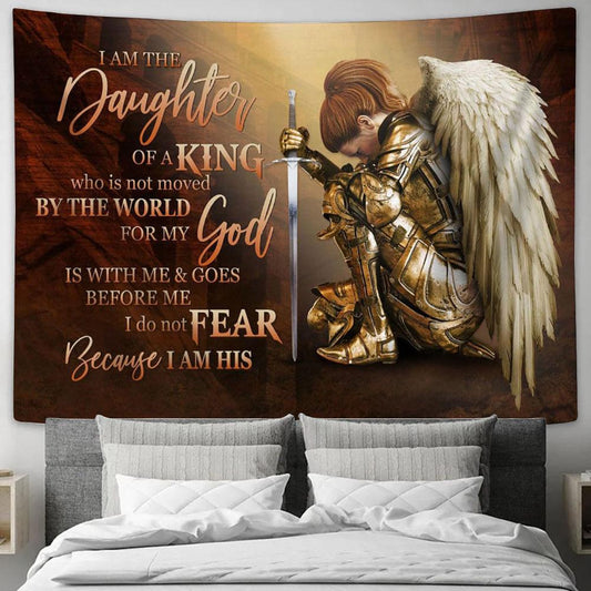 Female Warrior I Am The Daughter Of A King Tapestry Print - Inspirational Tapestry Art - Scripture Wall Art