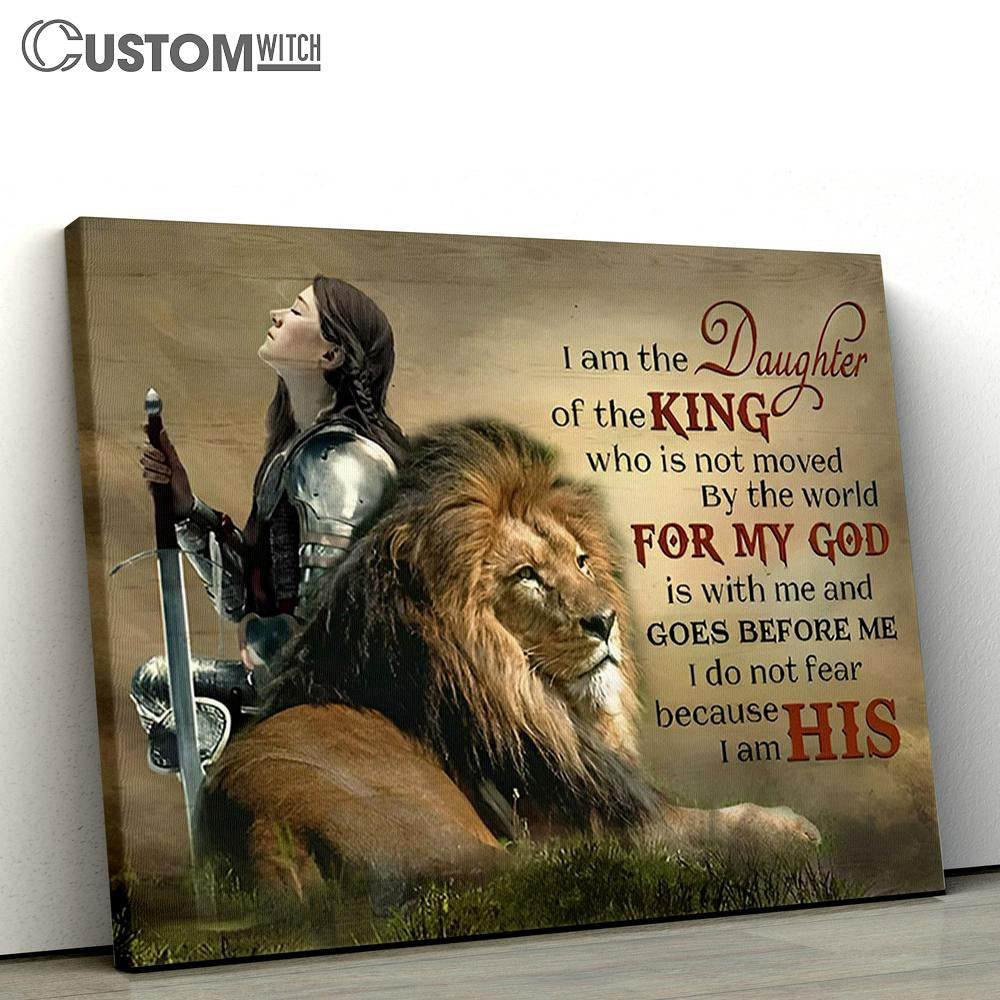 Female Warrior Lion I Am Daughter Of The King Canvas Art - Lion Canvas Wall Decor
